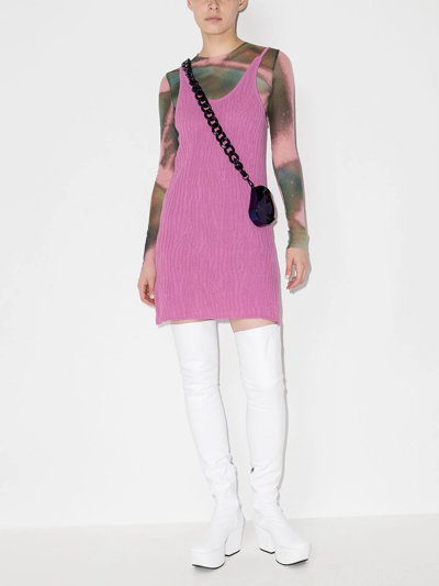 Shop Marques' Almeida Knitted Scoop-neck Minidress In Purple