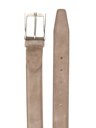 Shop Scarosso Classic Square Buckle Belt In Grey