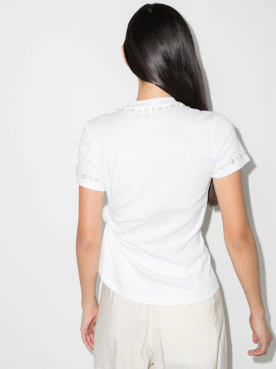 Rosie Assoulin Pearl-embellished Knotted T-shirt In 白色