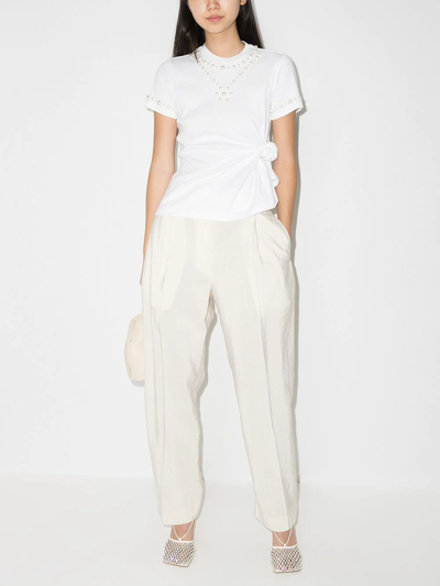 Rosie Assoulin Pearl-embellished Knotted T-shirt In 白色