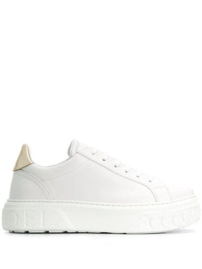 Shop Casadei Chain Embossed Sneakers In White