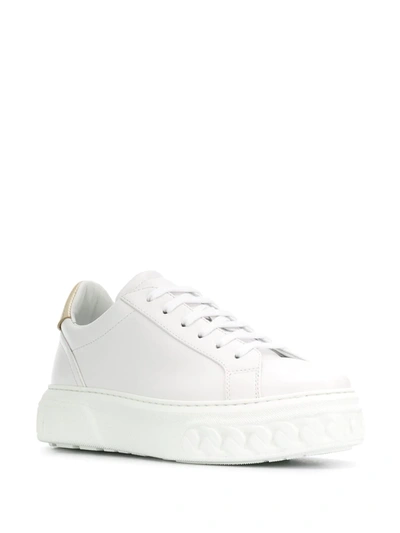 Shop Casadei Chain Embossed Sneakers In White