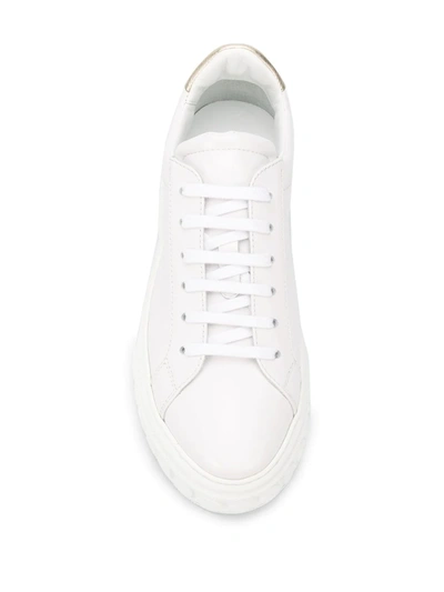 Shop Casadei Chain Embossed Sneakers In White