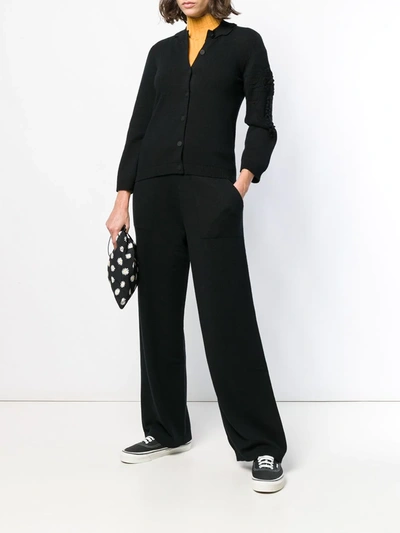 Barrie Flared Knitted Trousers In Black
