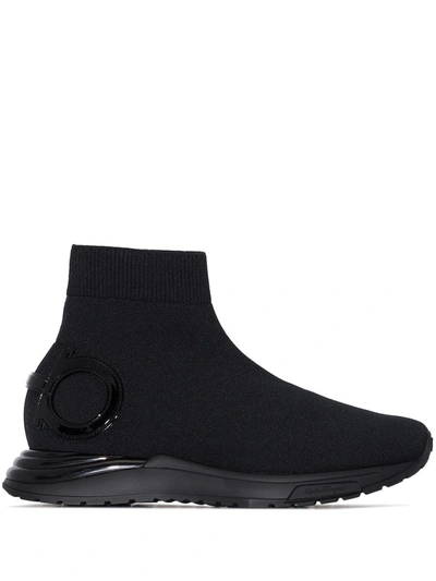 Shop Ferragamo Sock-style Slip-on Sneakers In Black