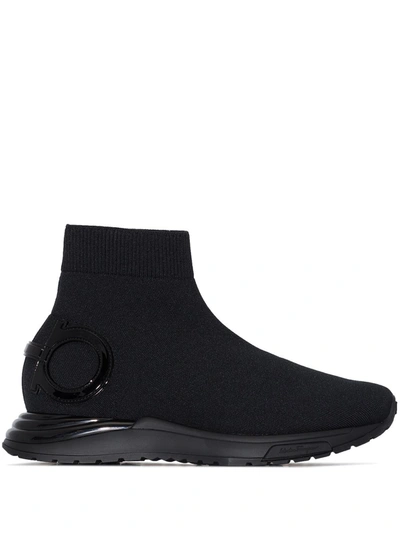 Ferragamo Gardena Sock Sneakers In Black