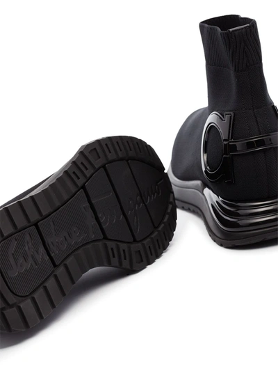 Shop Ferragamo Sock-style Slip-on Sneakers In Black