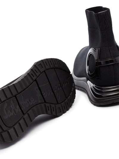 Ferragamo Gardena Sock Sneakers In Black