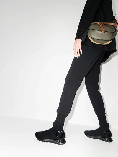 Ferragamo Gardena Sock Sneakers In Black