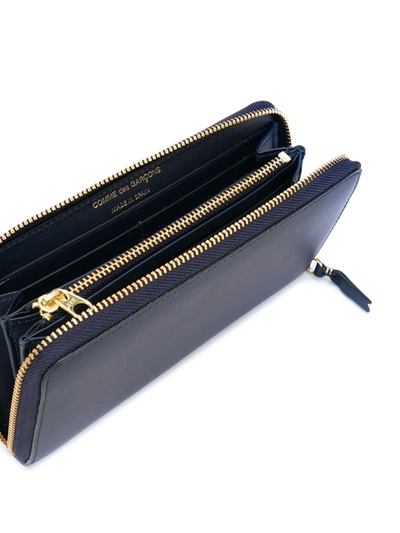 Comme Des Garçons All Around Zip Wallet In Blue