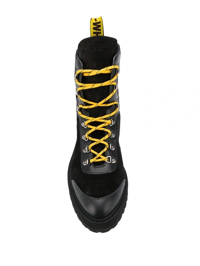 OFF-WHITE CONTRASTING LACE-UP BOOTS - 黑色