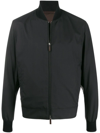 Shop Ermenegildo Zegna Zip-up Bomber Jacket In Black