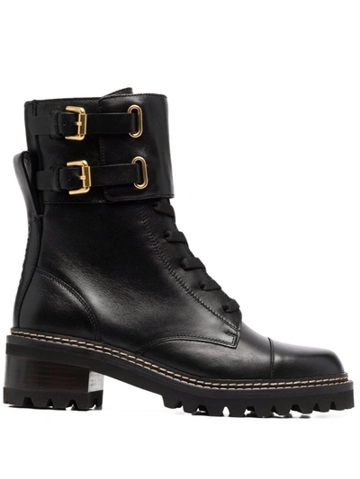 Shop See By Chloé Mallory Leather Boots In Schwarz