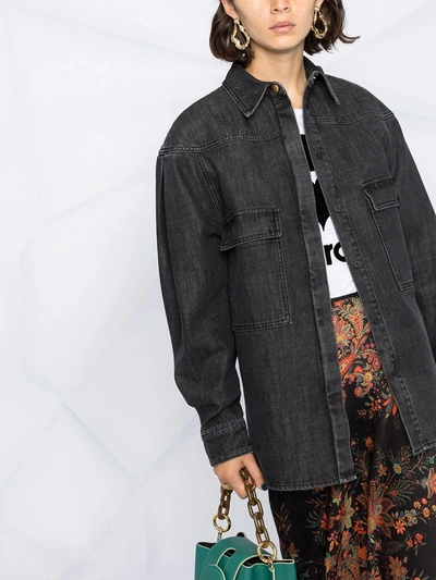 Shop Alberta Ferretti Long-sleeved Denim Shirt In Grey