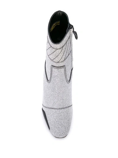 Off-white Glitter Ankle Boots In Silver