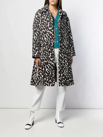 Shop La Doublej Boxy Leopard Print Coat In White