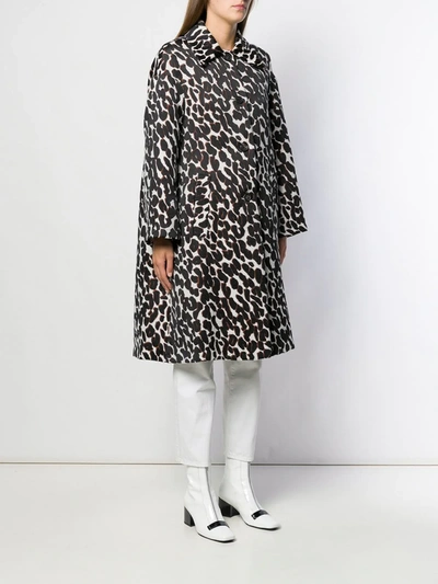 Shop La Doublej Boxy Leopard Print Coat In White