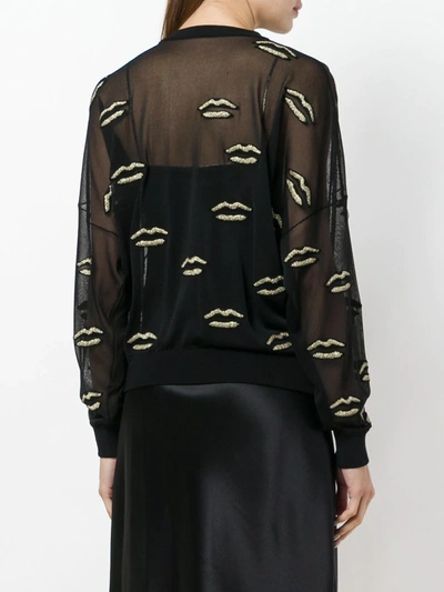 Shop Givenchy Embroidered Lips Sheer Top In Black