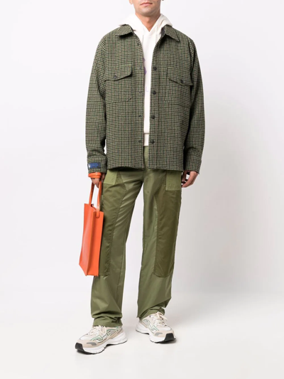 Msgm Herringbone Check-pattern Shirt In Green