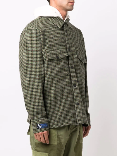 Msgm Herringbone Check-pattern Shirt In Green