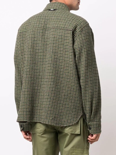 Msgm Herringbone Check-pattern Shirt In Green