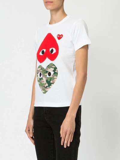 Shop Comme Des Garçons Play Hearts Print T-shirt In White