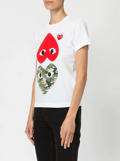 Comme Des Garçons Play Comme Des Garcons Play White And Red Camo Hearts T-shirt In White