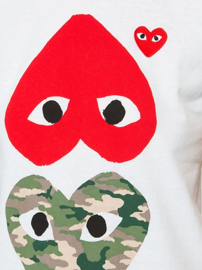 Shop Comme Des Garçons Play Hearts Print T-shirt In White