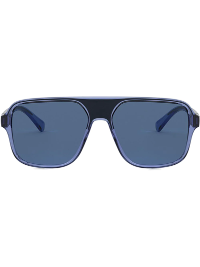 Shop Dolce & Gabbana Step Injection Aviator-frame Sunglasses In Blue
