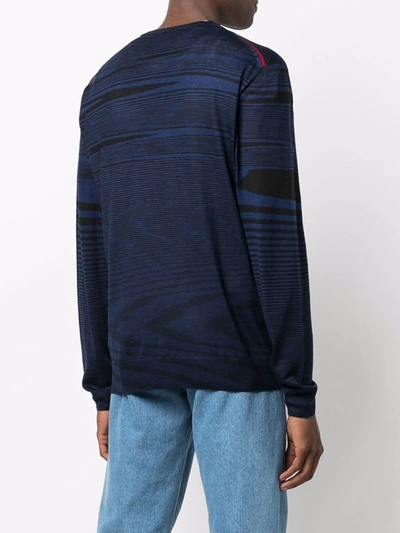 Shop Missoni Intarsia-knit Crewneck Jumper In Blue