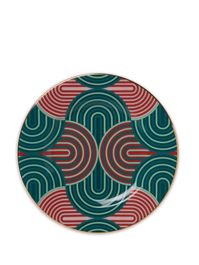 Shop La Doublej Slinky Line-graphic Plates (set Of Two) In Green