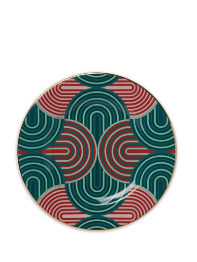 La Doublej Slinky Line-graphic Plates (set Of Two) In Green