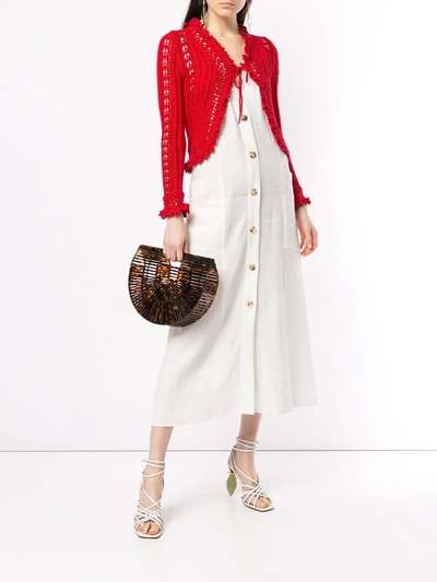 Pre-owned Chanel 2004 Crochet Cardigan In Red