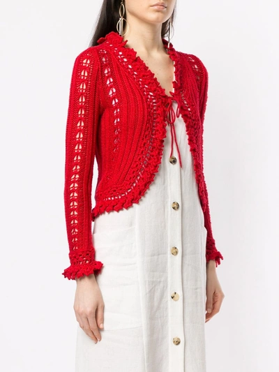 Pre-owned Chanel 2004 Crochet Cardigan In Red