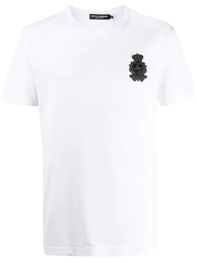 Shop Dolce & Gabbana Heraldic-patch Cotton T-shirt In White
