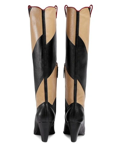 Shop Gucci Zummi Gg Horsebit Striped Knee-high Boots In Black