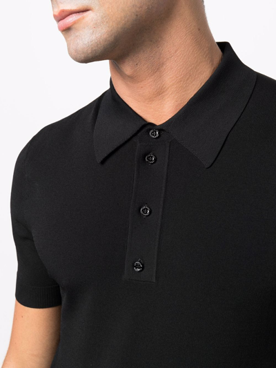 Shop Neil Barrett Ribbed-detail Knitted Polo Top In Schwarz