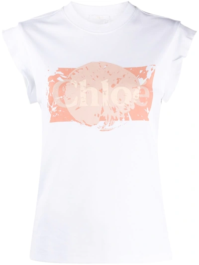 Shop Chloé Logo-print Slim-fit T-shirt In White