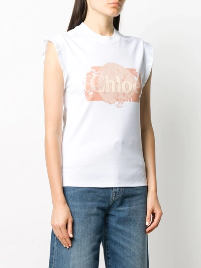 Shop Chloé Logo-print Slim-fit T-shirt In White