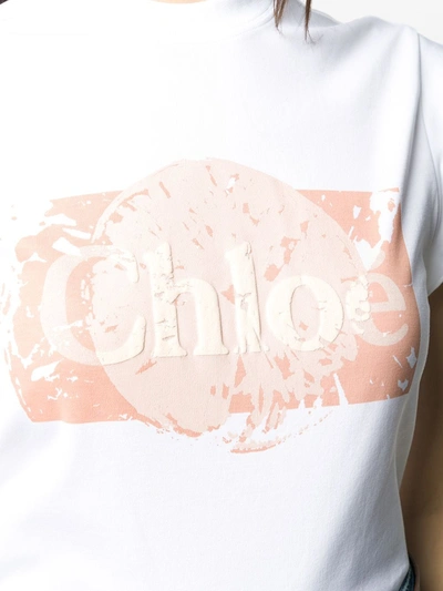 Shop Chloé Logo-print Slim-fit T-shirt In White
