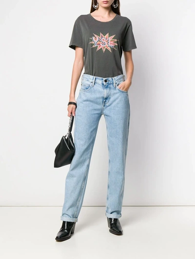 Shop Saint Laurent Logo Print T-shirt In Grey