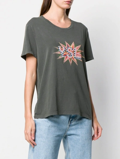 Shop Saint Laurent Logo Print T-shirt In Grey