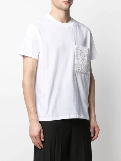 Shop Valentino Lace Pouch Pocket T-shirt In White