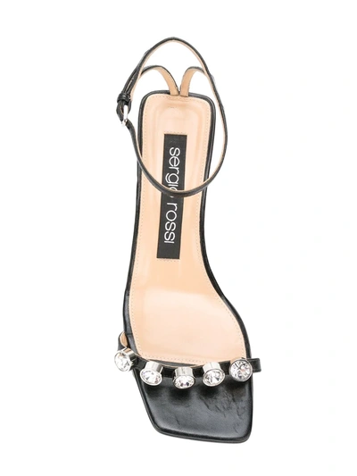 Sergio Rossi Glitterama Embellished Toe Strap Sandal In Black