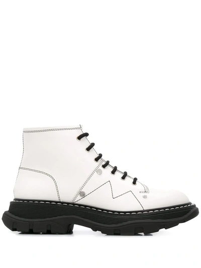 Shop Alexander Mcqueen Lace-up Combat Boots In White