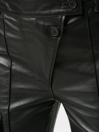 Shop Kenzo Cargo Leather Straight Trousers In Black