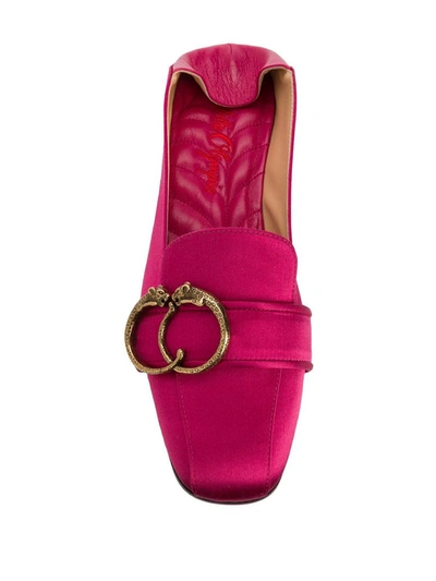 Shop Charlotte Olympia Panther Buckle Loafers In Pink