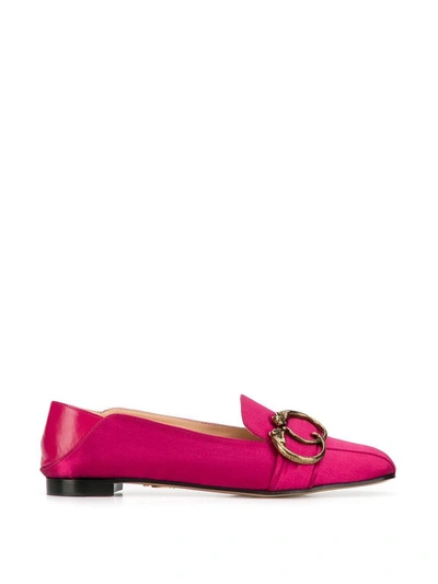 Shop Charlotte Olympia Panther Buckle Loafers In Pink