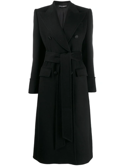 Shop Dolce & Gabbana Double-breasted Wool Coat In Black