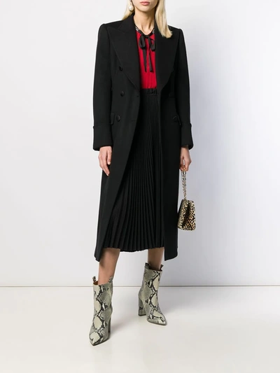 Dolce & Gabbana Double-breasted Woolen Cloth Belted Coat In Black